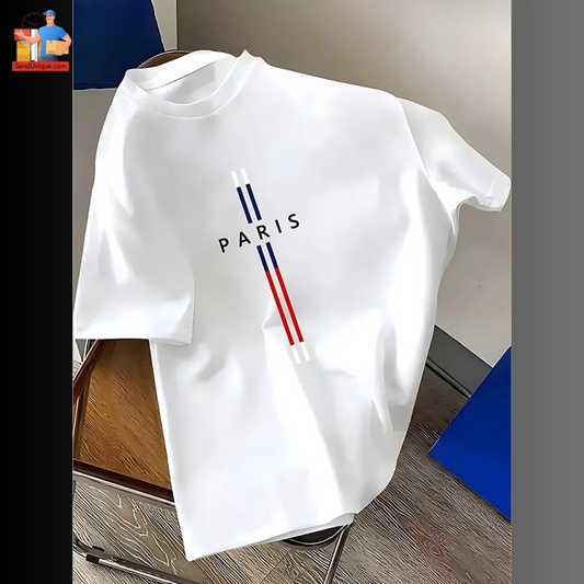 Drop Shoulder T Shirt – Paris White