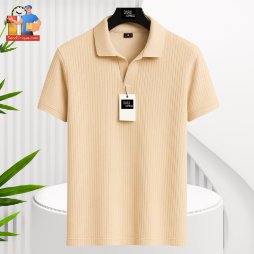 Men’s Cream Rib Polo T Shirt
